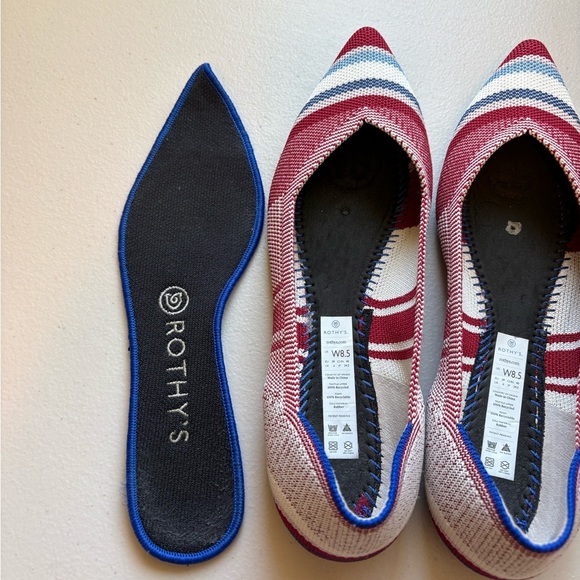 Rothy's Varsity Stripe Red Points size 8.5 - Picture 7 of 8